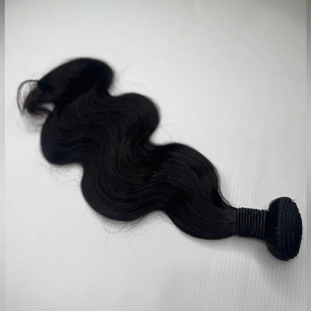 16” 100% Human Hair Body Wave Bundle Natural Black Weft Extension